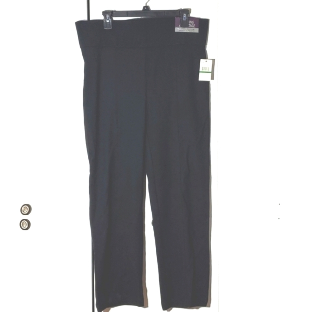 Gloria Vanderbilt| Womens Black Slimming Pull On Dress Trousers Neutral Sz.LP